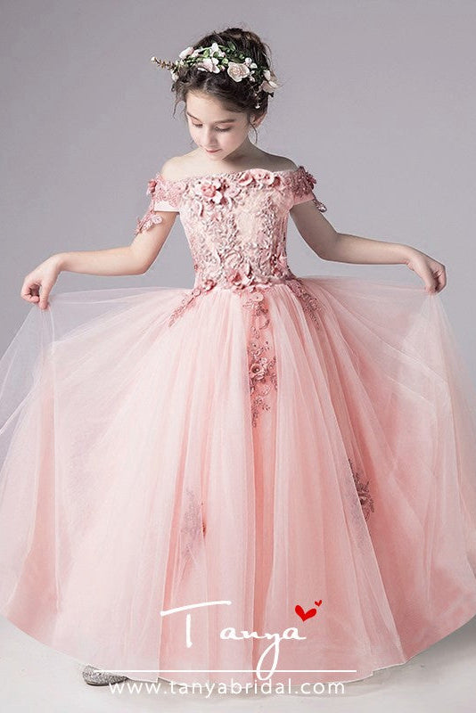 Wedding Flower Girl Dress Dusty Pink Princess Party Pageant Formal Dre TANYA BRIDAL Wedding Flower Girl Dress Dusty Pink Princess Party Pageant Formal Dre TANYA BRIDAL