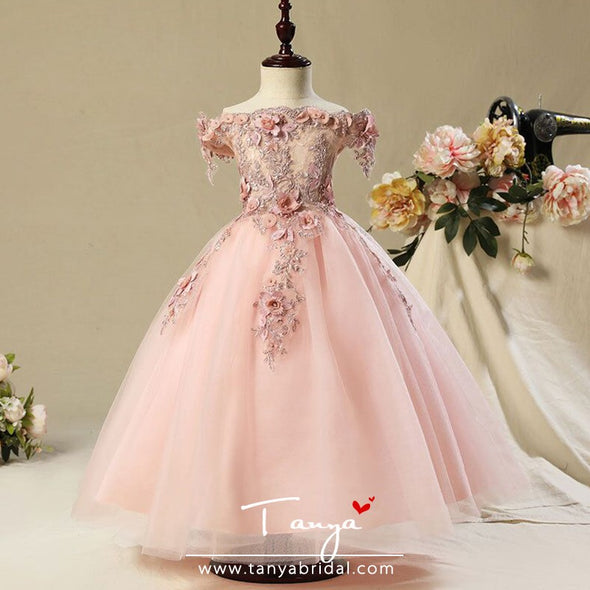 Wedding Flower Girl Dress Dusty Pink Princess Party Pageant Formal Dress TBF04