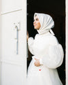 White Pearls Elegant Muslim Wedding Dresses DQG1118