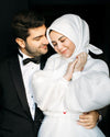 White Pearls Elegant Muslim Wedding Dresses DQG1118