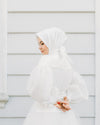 White Pearls Elegant Muslim Wedding Dresses DQG1118