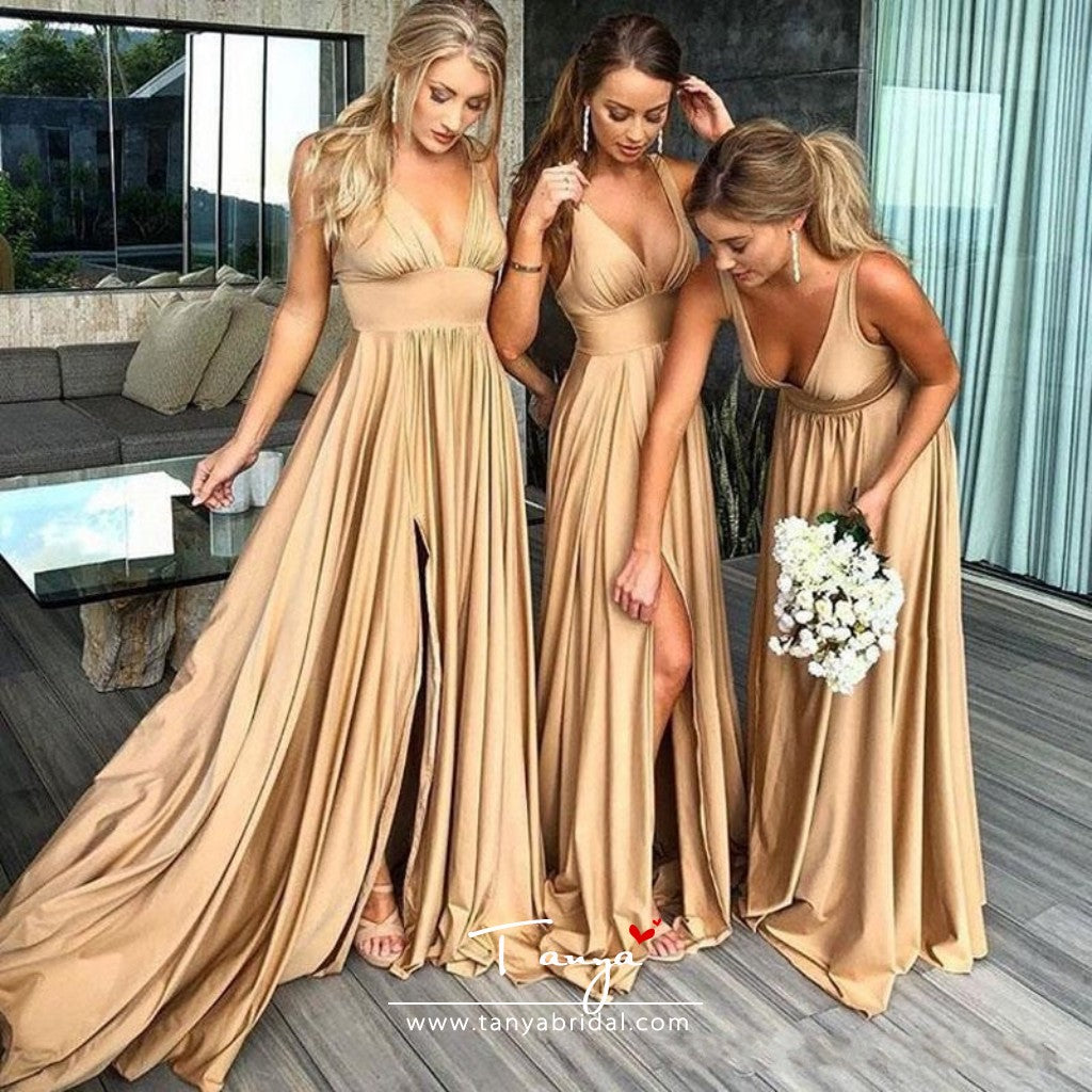 Deep V Neck Split Side Bridesmaid Dresses For Wedding TBB1029 TANYA BRIDAL Deep V Neck Split Side Bridesmaid Dresses For Wedding TBB1029 TANYA BRIDAL