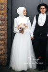 Simple Long Sleeves Wedding Dress Muslim Bridal Gown DQG1119