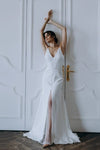 Simple Soft Satin Wedding Dresses With Pearls Vestido De Noivas Chic DW649