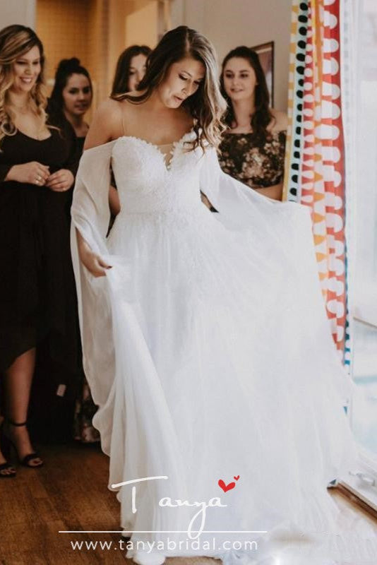 White Bohemian Wedding Dresses Spaghetti Backless