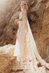 Awesome Floral Print Star Wedding Gowns With Cape ZW124