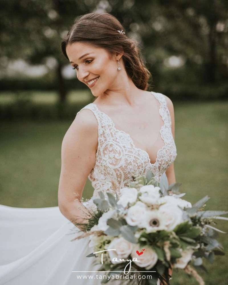 V-Back Chiffon Weddding Dresses bohemian Elegant Bridal Gowns Ivory Ro TANYA BRIDAL V-Back Chiffon Weddding Dresses bohemian Elegant Bridal Gowns Ivory Ro TANYA BRIDAL