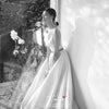 Elegant Simple Satin A Line Wedding Dresses With Gold Belt ZW371