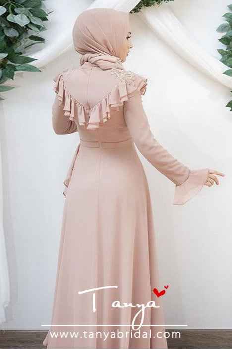 Dusty Pink Muslim Wedding Dresses A Line Chifffon Abiti da sposa gelinink ZW354