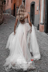 Nude Ivory Tulle Wedding Dresses Multi-layers Elegant Bridal Gowns Sweetheart Sheer Sweep Train Boho Beach Chic Noiva ZW221