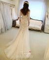 Elegant Mermaid Lace Wedding Dresses Sheer Bateau Neck Long Sleeves Bridal Gowns Sweep Train Plus Size robes de mariée
