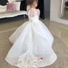 Ivory Lace Flower Girl Dresses Tulle AppliquesTBF015
