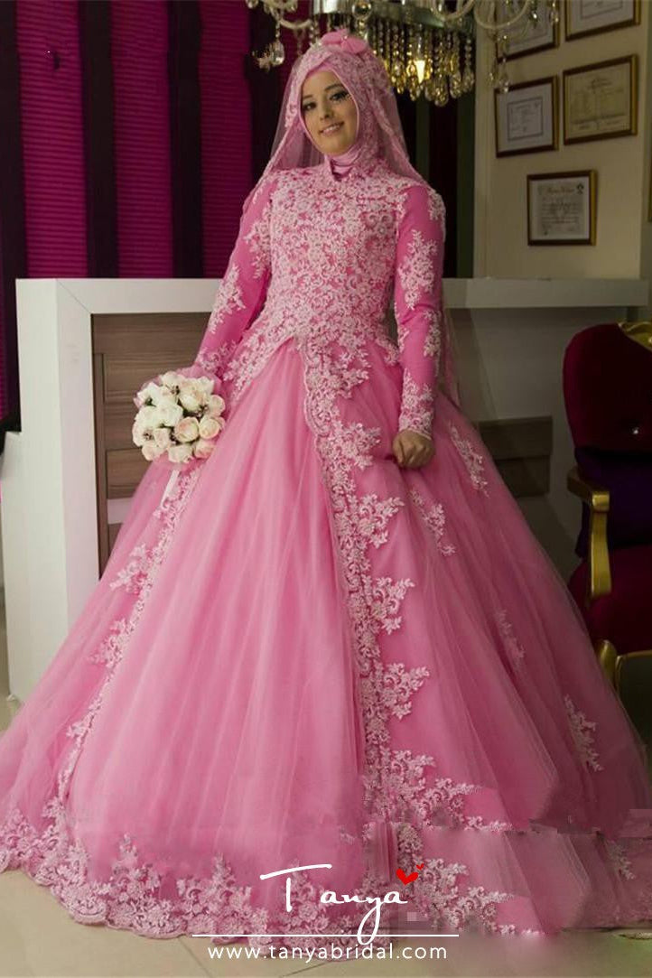 Muslim Wedding Dress With Turkish Lace Applique: Long Sleeves, Arabic  Style, Perfect For Ball Gown From Deerway123, $178.55 | DHgate.Com