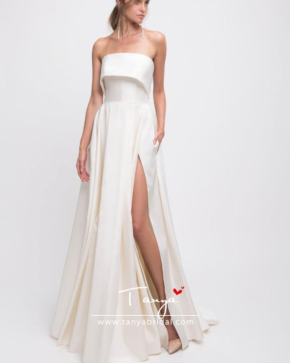 Classic A Line Satin Simple Wedding Dress TT427