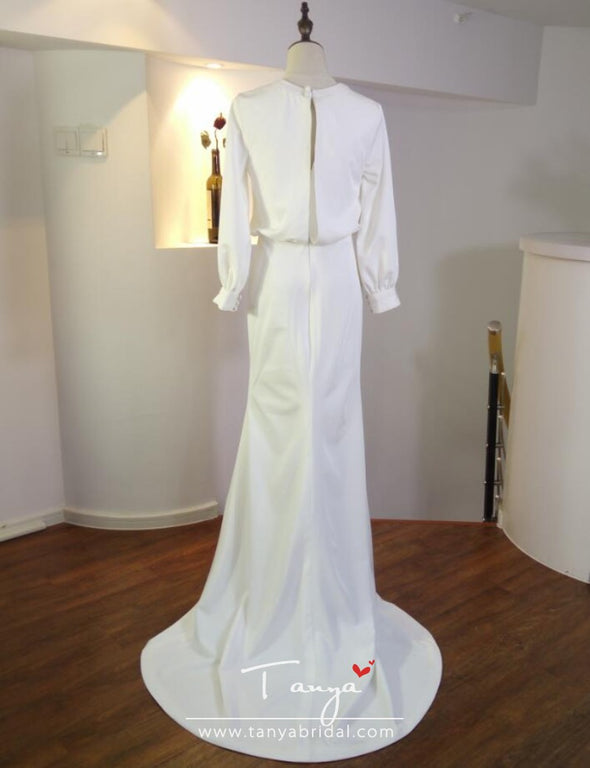 Simplicity Long Sleeve Wedding Dresses Amazing Button Vestidos De Noiva Bohemian Bridal Gowns France robe de mariee ZP015