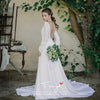 Long Sleeve Wedding Dresses Sexy Backless A Line Sweep Train Bridal Gowns Robe De Soriee Chic ZW236