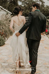 V-Neck Simple Wedding Dresses Beaded Vestido De noivas ZW230