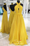 Bridesmaid Dresses Yellow Chiffon for Junior Wedding Party Guest Gown Maid of Honor Halter Backless Custom made