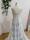 Deep Nude Lining Wedding Dresses With Detachable Flare Long Sleeves