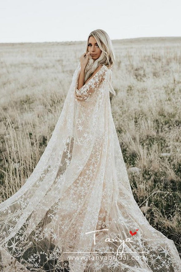 Awesome Floral Print Star Wedding Gowns With Cape ZW124