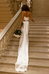 Pure Simplicity Thigh-High Split Flattering Pleated Wedding Dresses With Back Tie Chic Noivas ZW699