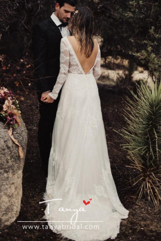 Form-fitting Bohemian Wedding Dress Nude Lining Vestido De Noiva ZW094 TANYA BRIDAL Form-fitting Bohemian Wedding Dress Nude Lining Vestido De Noiva ZW094 TANYA BRIDAL