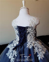 Blue Customized Flower Girl Dress for Wedding TBF018