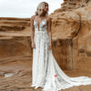 Dark Nude Lining Lace Wedding Dresses Modern Plunge V-Neck Romantic Bridal Gowns Chic Vestido De Noivas ZW243