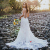 Jewel Mermaid Lace Wedding Dresses Lace Up Dreamy Romantic Bridal Gowns Robe De Soriee Chic Boho Noivas ZW223