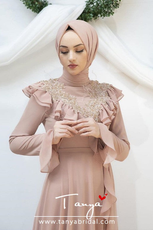 Dusty Pink Muslim Wedding Dresses A Line Chifffon Abiti da sposa gelinink ZW354