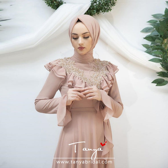 Dusty Pink Muslim Wedding Dresses A Line Chifffon Abiti da sposa gelinink ZW354