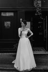 Long Sleeves A Line Dot Tulle Wedding Bridal Dress  TB1373
