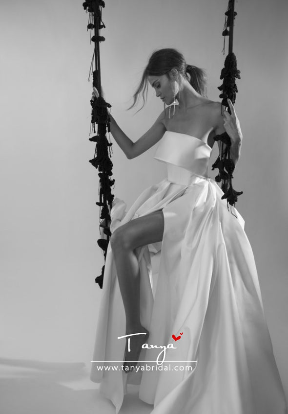 Classic A Line Satin Simple Wedding Dress TT427