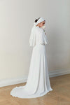 Simple Long Wedding Dress Muslim Floor Length With Buttons