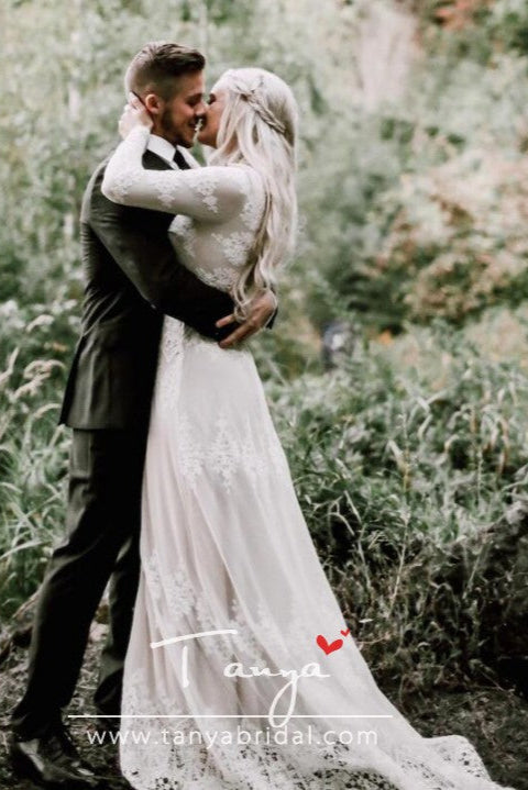 Form-fitting Bohemian Wedding Dress Nude Lining Vestido De Noiva ZW094 TANYA BRIDAL Form-fitting Bohemian Wedding Dress Nude Lining Vestido De Noiva ZW094 TANYA BRIDAL