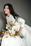 Long Sleeves Ball Gown Wedding Dresses Simple Satin Bride Dress