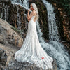 Jewel Mermaid Lace Wedding Dresses Lace Up Dreamy Romantic Bridal Gowns Robe De Soriee Chic Boho Noivas ZW223