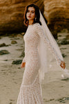 Mermaid Backless Lace Nude Lining Long Sleeves Wedding Bridal Gown