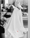A Line V Neck Satin Wedding Dresses TB1416