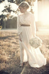 Long Sleeves Bohemian A Line Chiffon Wedding Bridal Dress  TB1374
