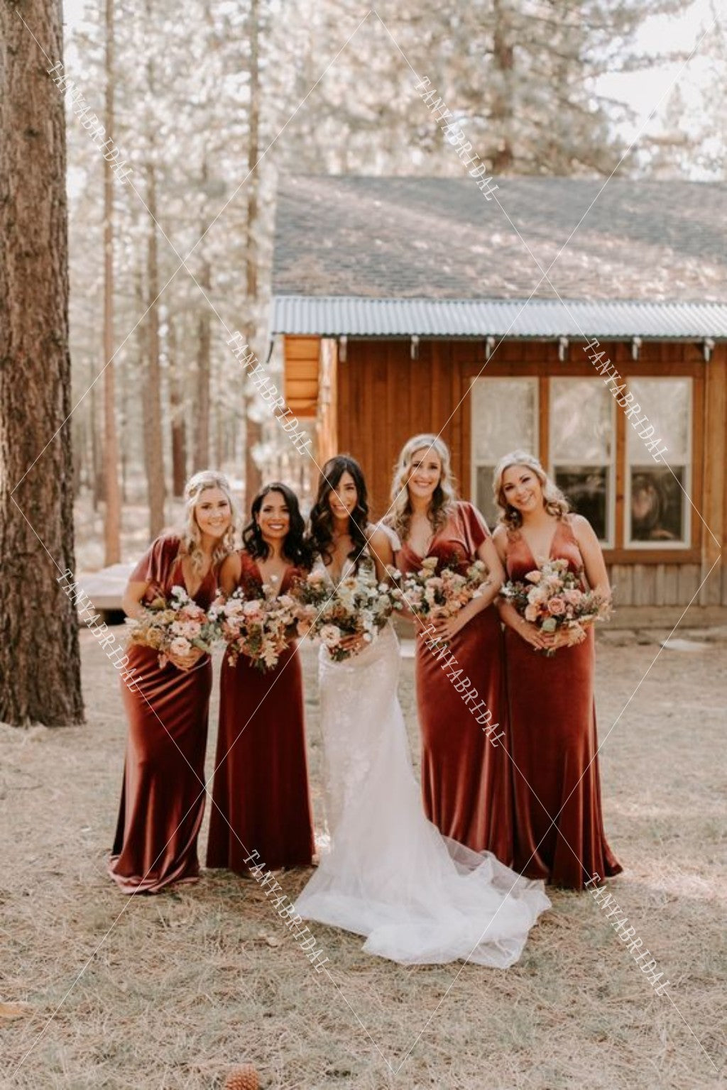 Velvet Bohemian Bridesmaid Dresses Sexy V-neck Backless Country Style TANYA BRIDAL Velvet Bohemian Bridesmaid Dresses Sexy V-neck Backless Country Style TANYA BRIDAL