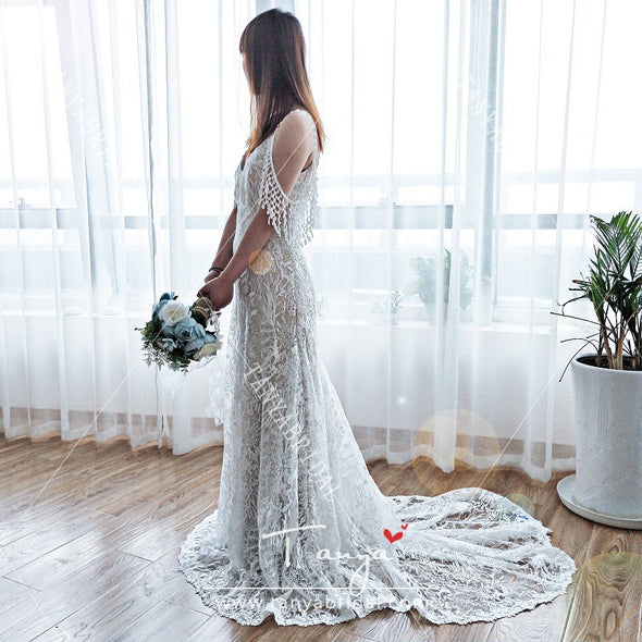 Leaf-trim Lace Wedding Dresses  ZW120