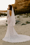 Mermaid Backless Lace Nude Lining Long Sleeves Wedding Bridal Gown