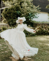 Flare Sleeves A Line Tulle Muslim Wedding Bridal Dresses