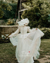 Flare Sleeves A Line Tulle Muslim Wedding Bridal Dresses