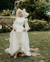 Flare Sleeves A Line Tulle Muslim Wedding Bridal Dresses