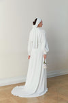 Simple Long Wedding Dress Muslim Floor Length With Buttons