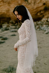 Mermaid Backless Lace Nude Lining Long Sleeves Wedding Bridal Gown