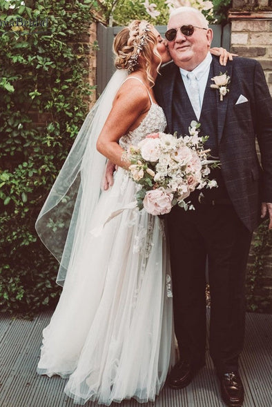 Boho Lace Wedding Dresses A Line Floor Length
