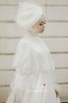 Elegant Long Muslim Wedding Bridal Gown Lace Edge Tulle Bride Dress